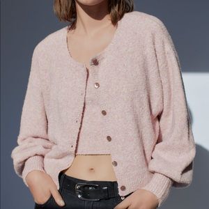 Zara structured knit jacket and top set together